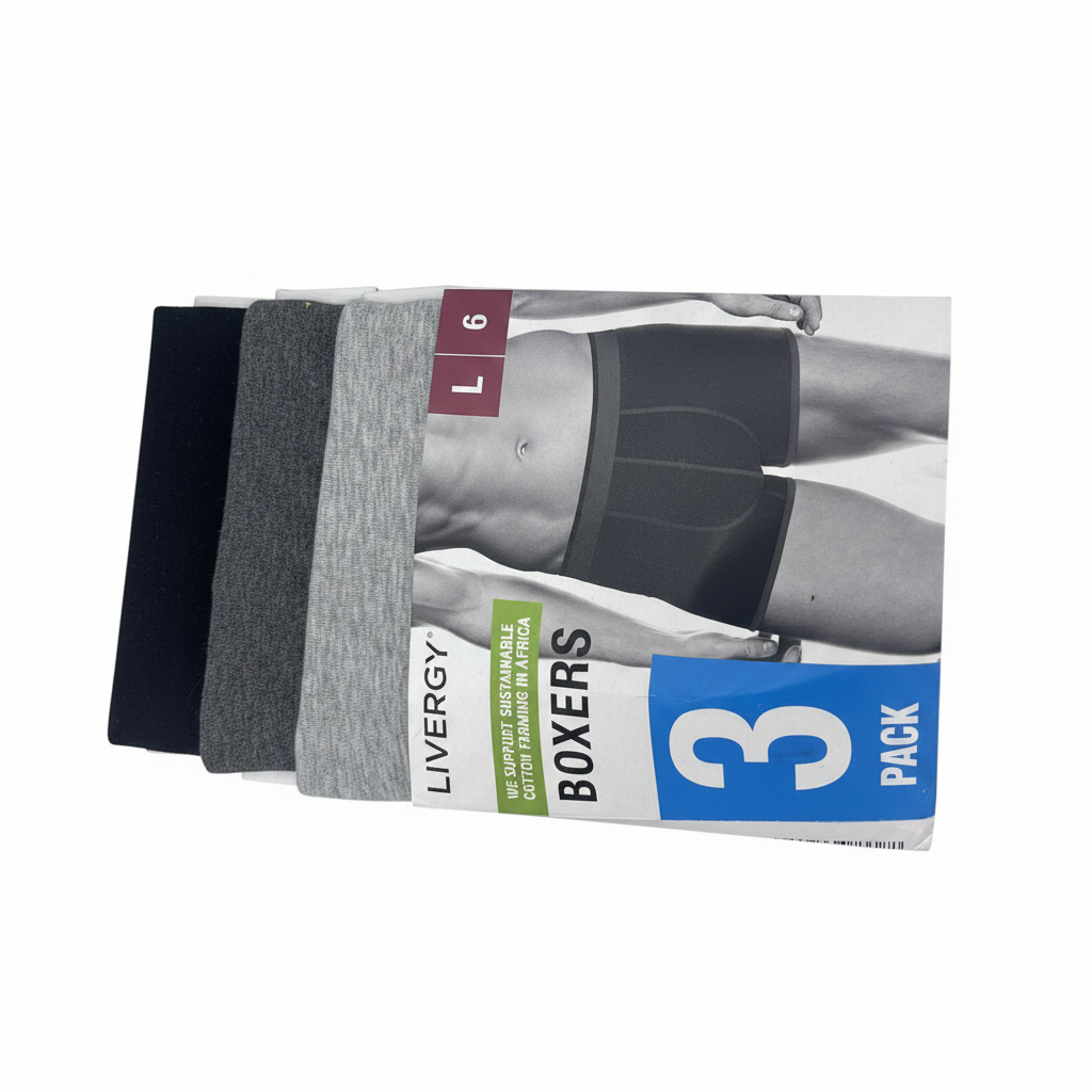 LIVERGY Men's Cotton Boxer Briefs - Black