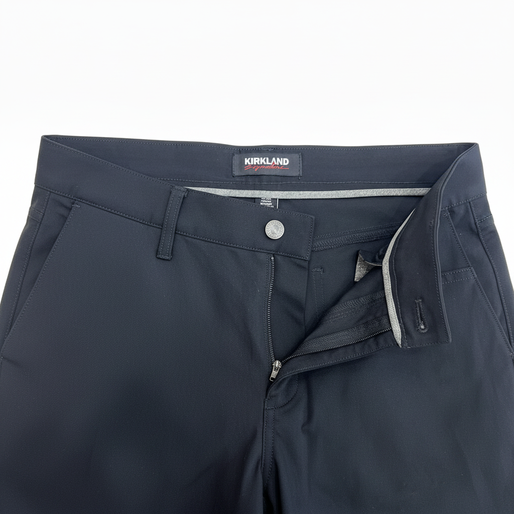 Men's Kirkland Black Flat Front Chino Trousers