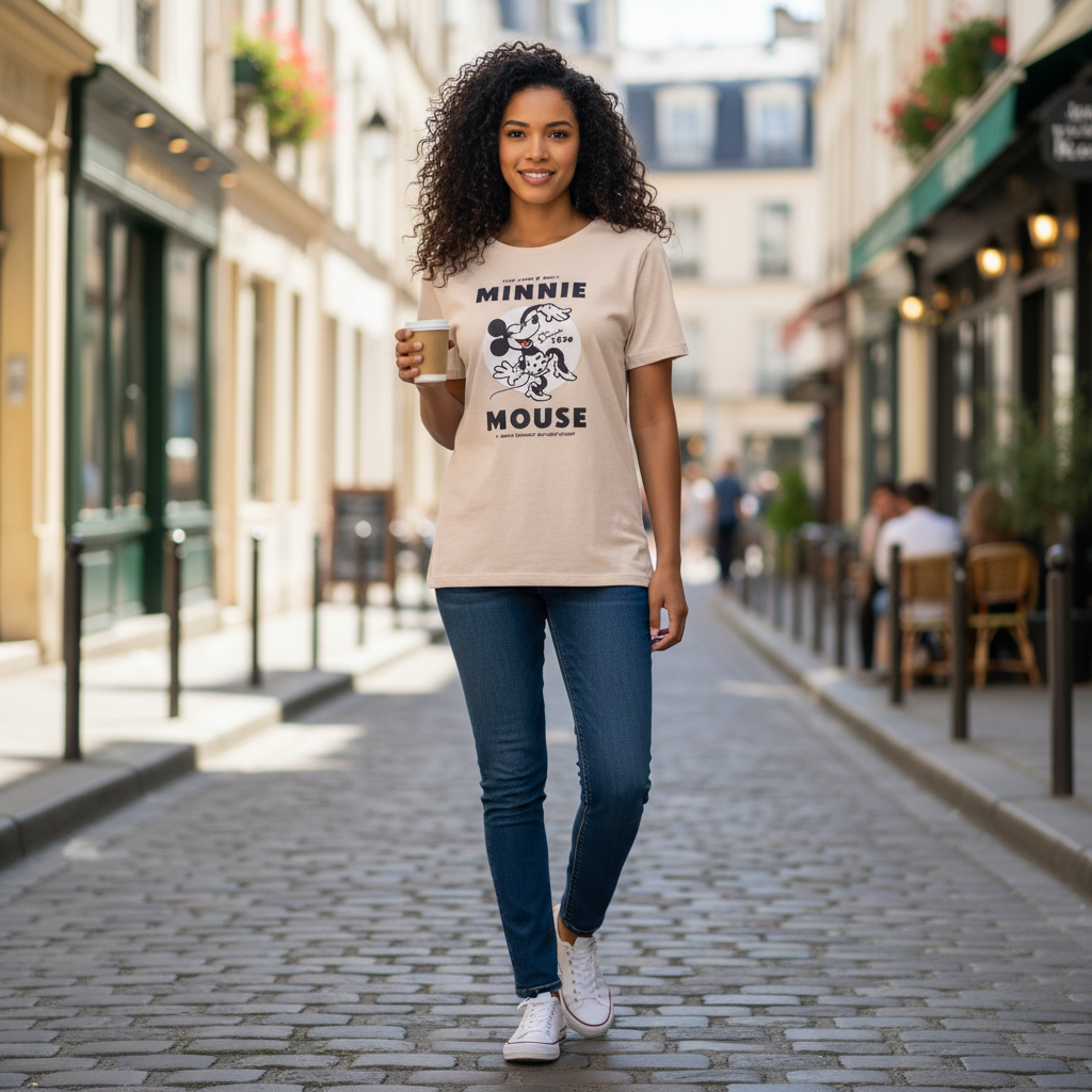 Women's Disney Minnie Mouse Vintage Graphic Cotton T-Shirt