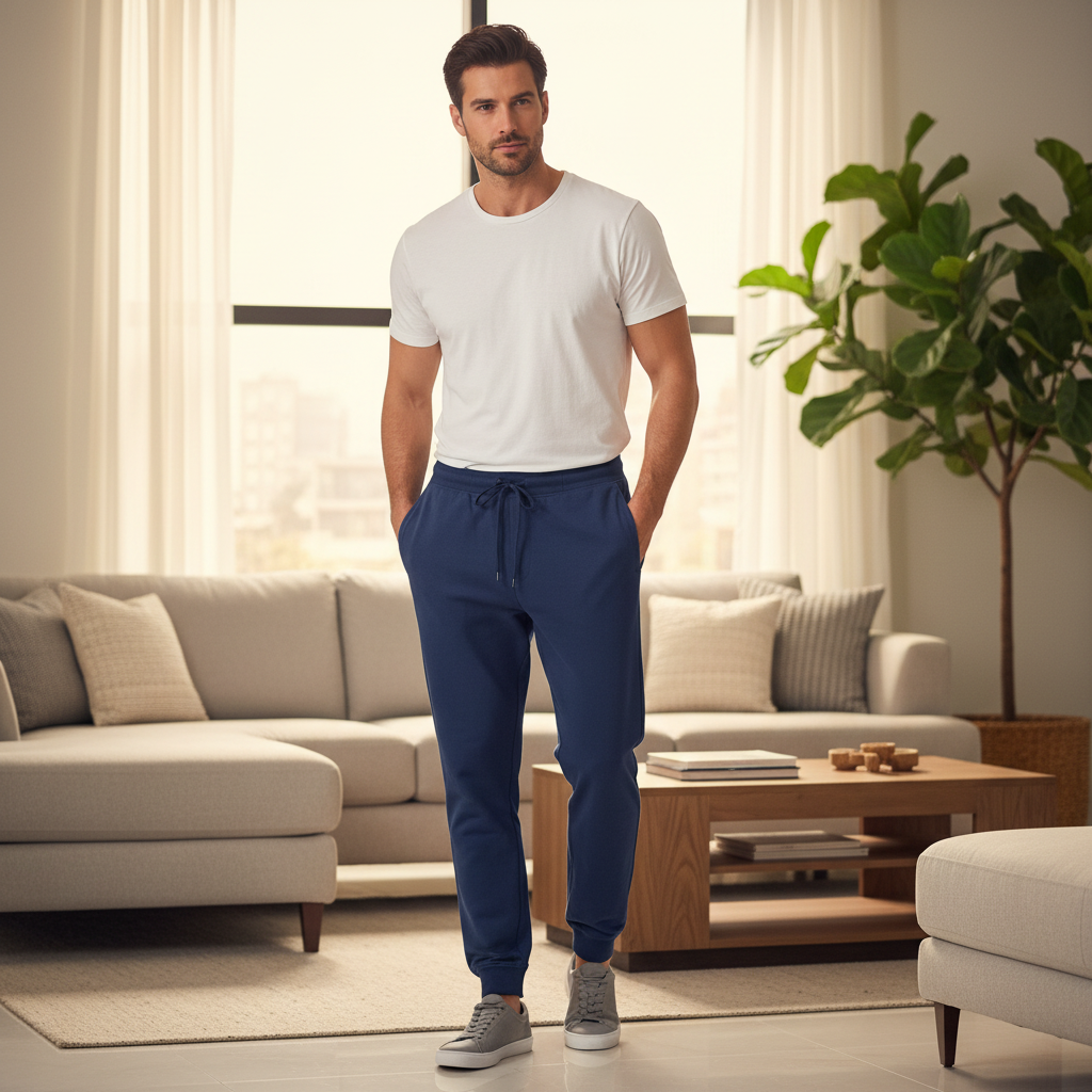 Town Land Men's Navy Blue Jogger Sweatpants