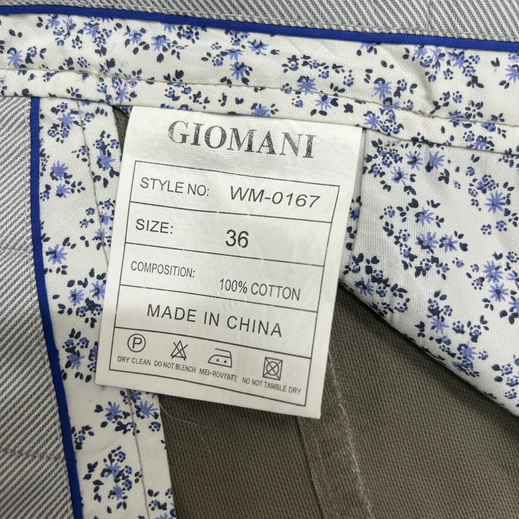 GIOMANI Men's Olive Green Straight-Leg Cotton Twill Trousers