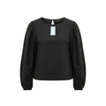 Sportsgirl Women's Black Linen Blend Balloon Sleeve Top