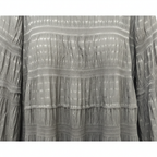 Women's Black Ruched Maxi Open-Front Robe