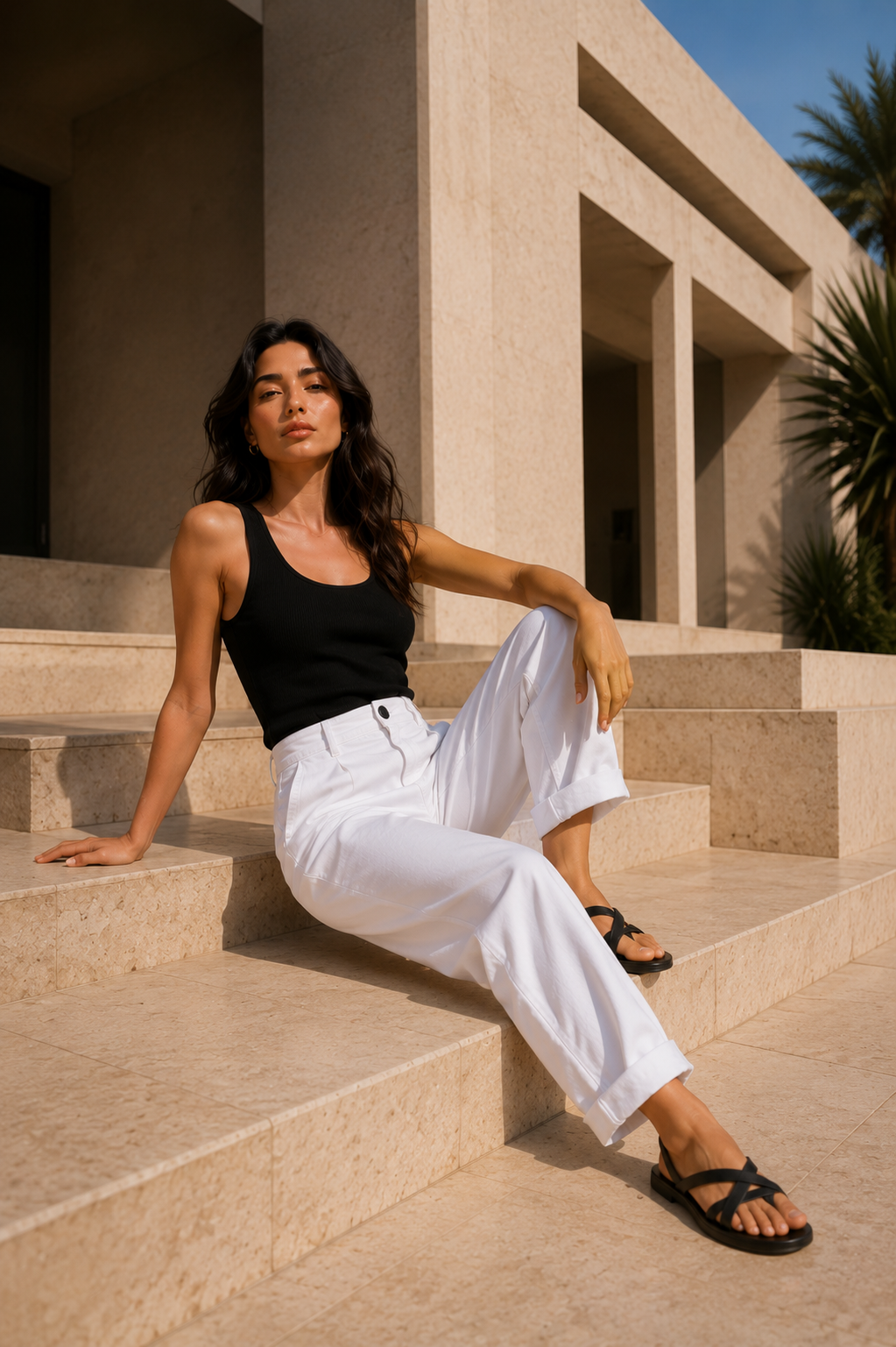 Bershka White Tailored Tapered Ankle-Length Trousers