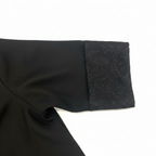Women's Black Jacquard Open Front Abaya Robe