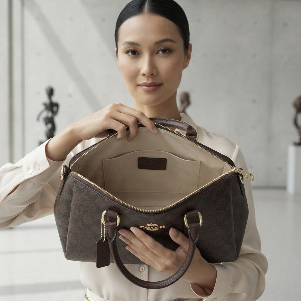 COACH NEW YORK Coach Signature Monogram Brown Satchel