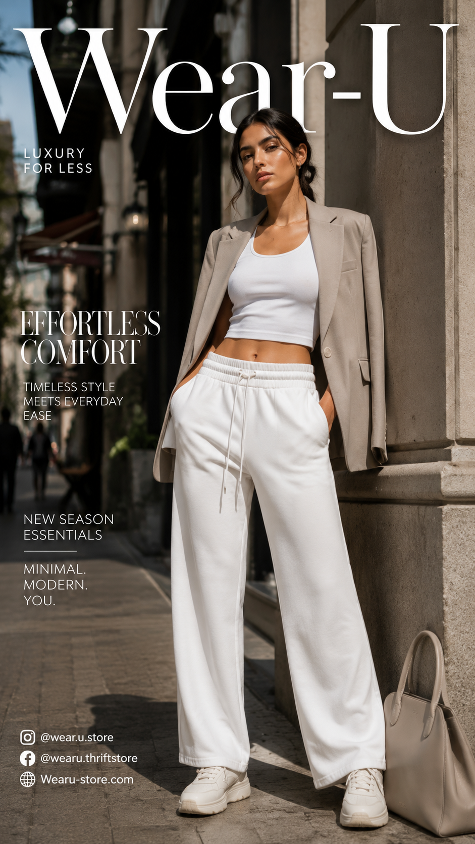 Max Women's White Wide-Leg Fleece Lounge Pants L-XL