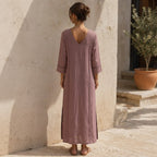 Strive Dusty Mauve Long Kurta with Scalloped Black Trimmed H