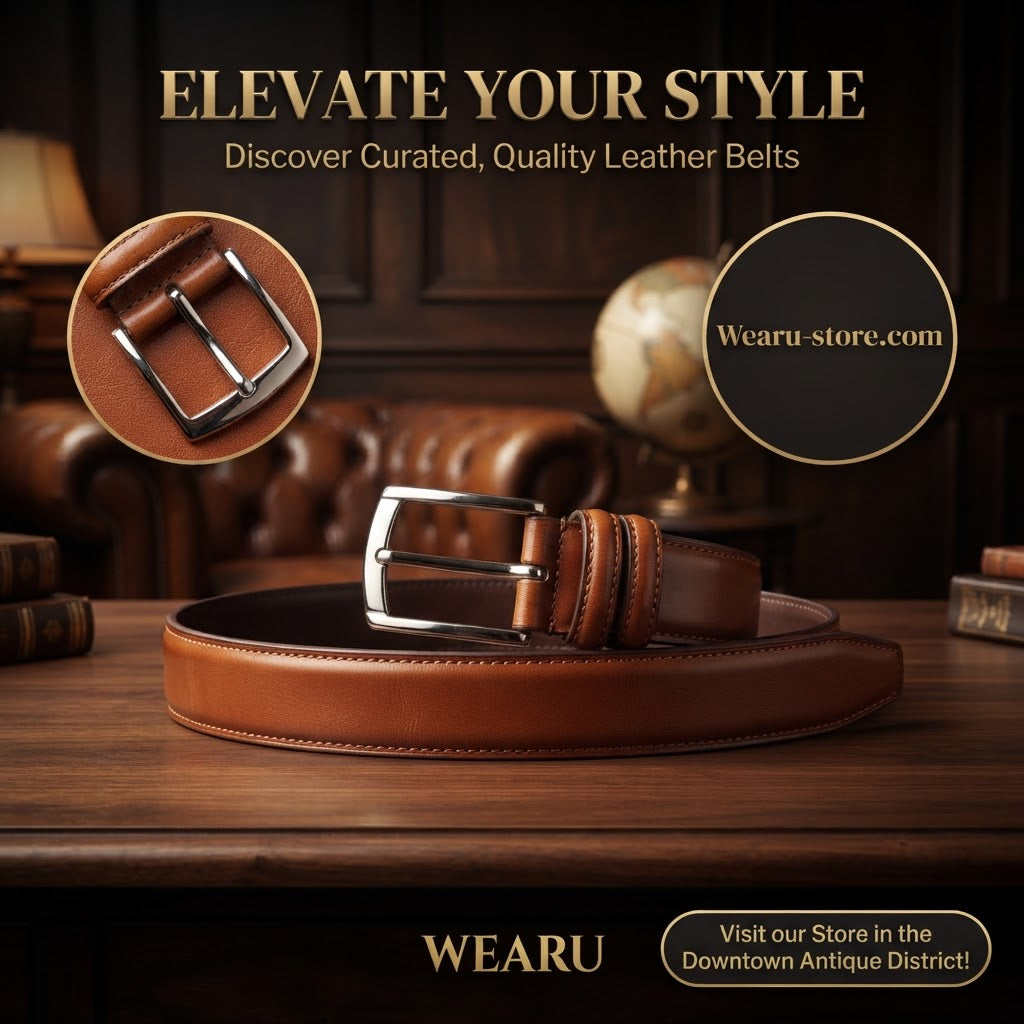 Women's Classic Brown Leather Belt with brown Buckle