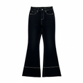 Women's Black Flare Jeans with White Contrast Stitching
