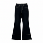 Women's Black Flare Jeans with White Contrast Stitching
