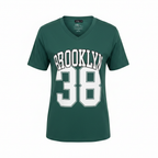 Ally Women's Green Brooklyn 38 Graphic V-Neck T-Shirt