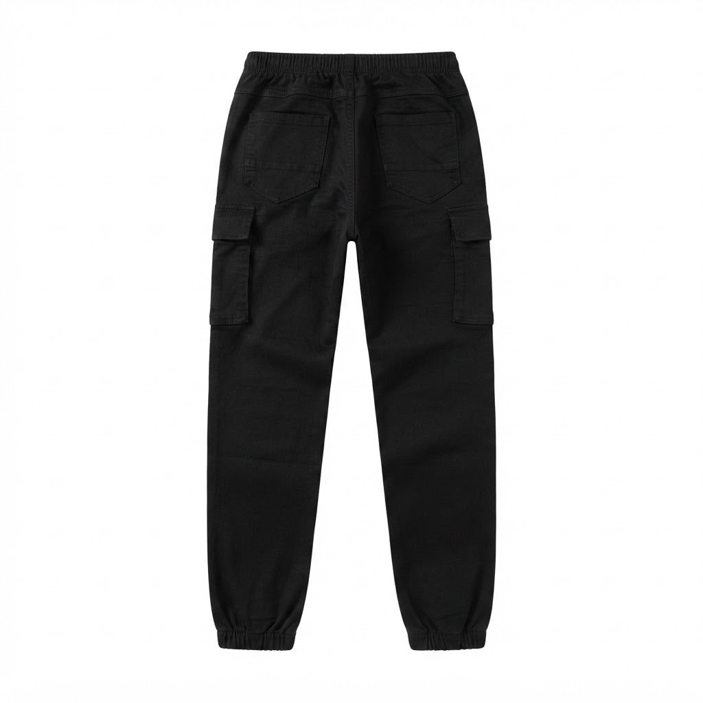 Women's Black Cargo Jogger Trousers with Utility Pockets
