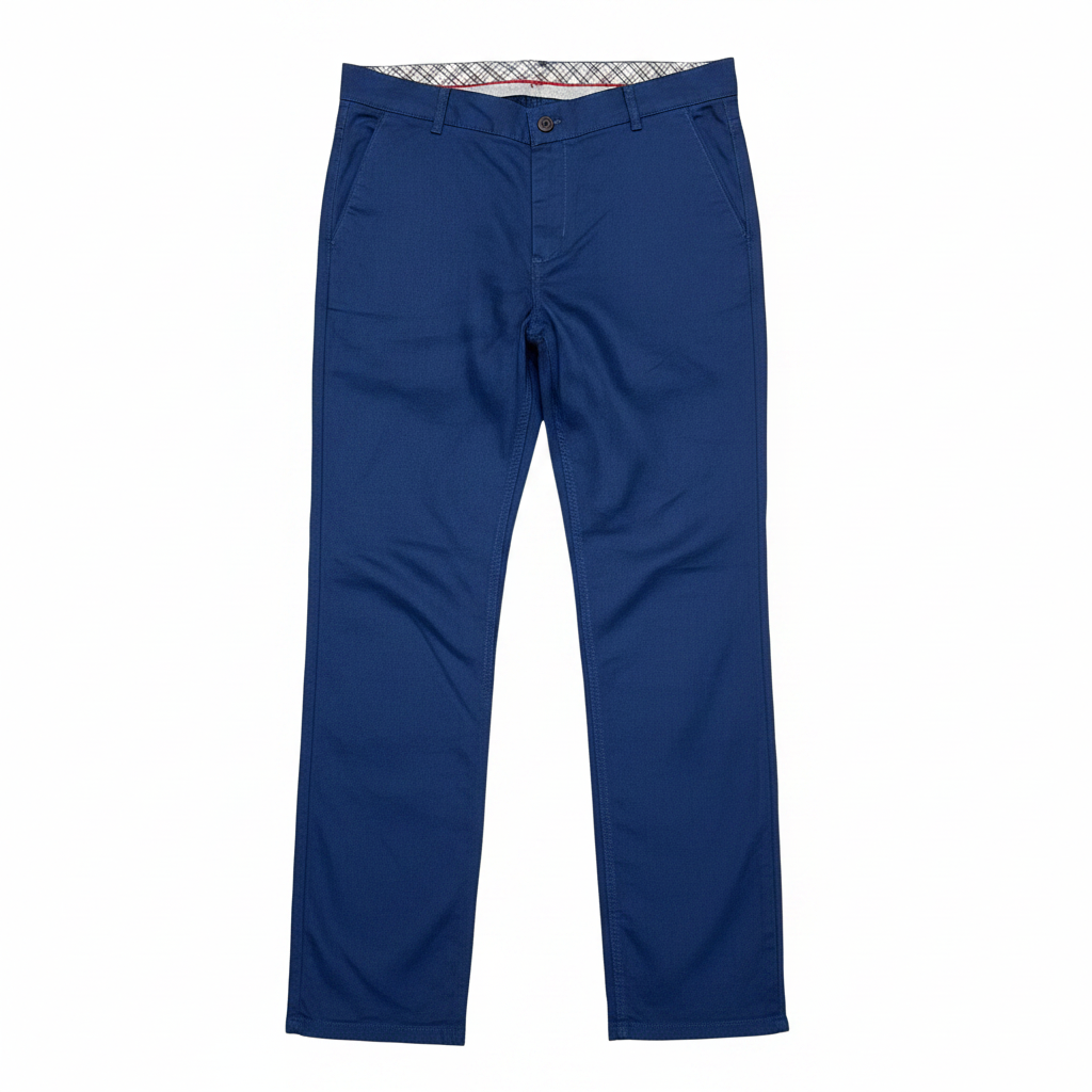 ROMER Men's Indigo Blue Cotton Twill Straight-Leg Chinos