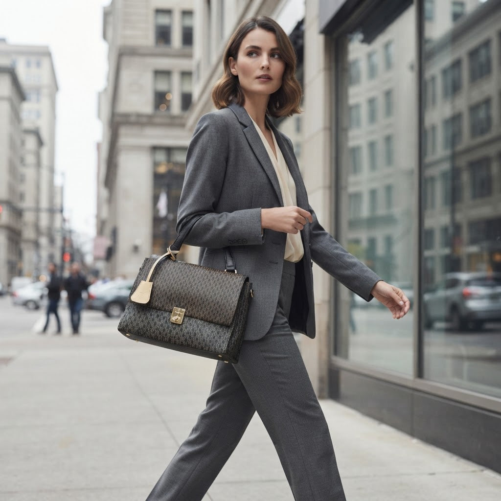 Chrisbella Monogram Top-Handle Flap Bag