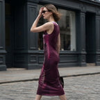 SHEIN SXY Plum Abstract Painterly Print Sleeveless Midi Colu