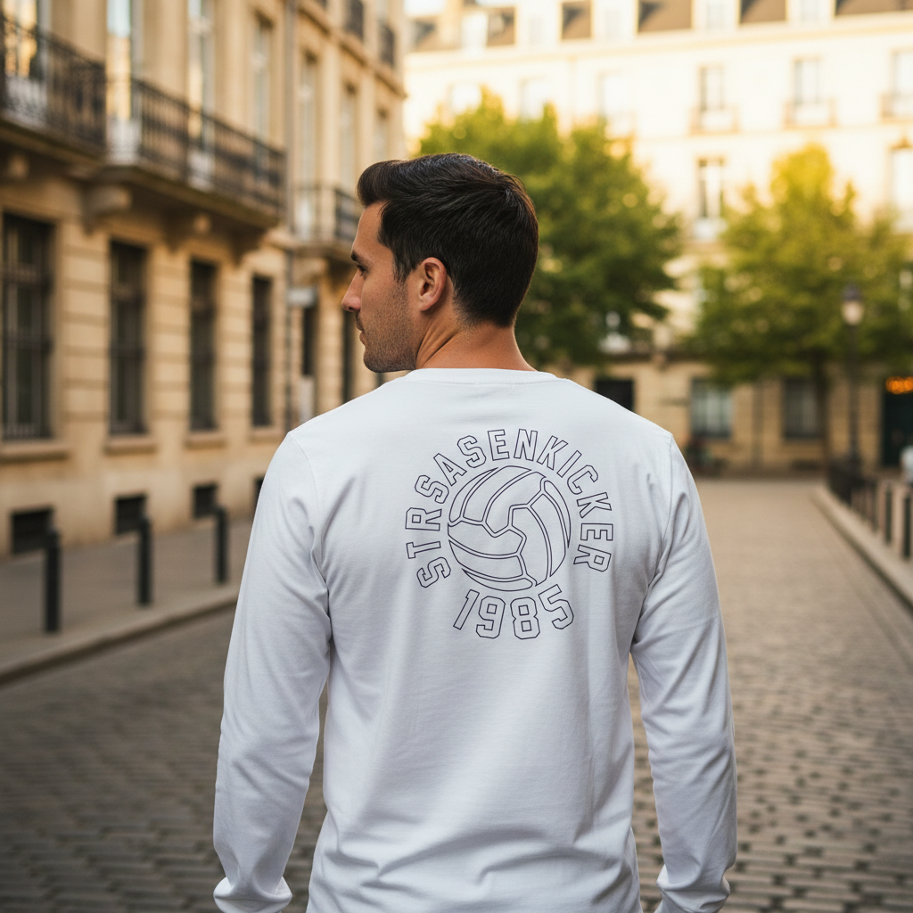 Strassenkicker Men's White Long Sleeve Camo Logo Shirt XXL