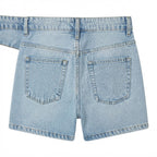 Women's Light Wash High-Waisted Raw Hem Denim Shorts