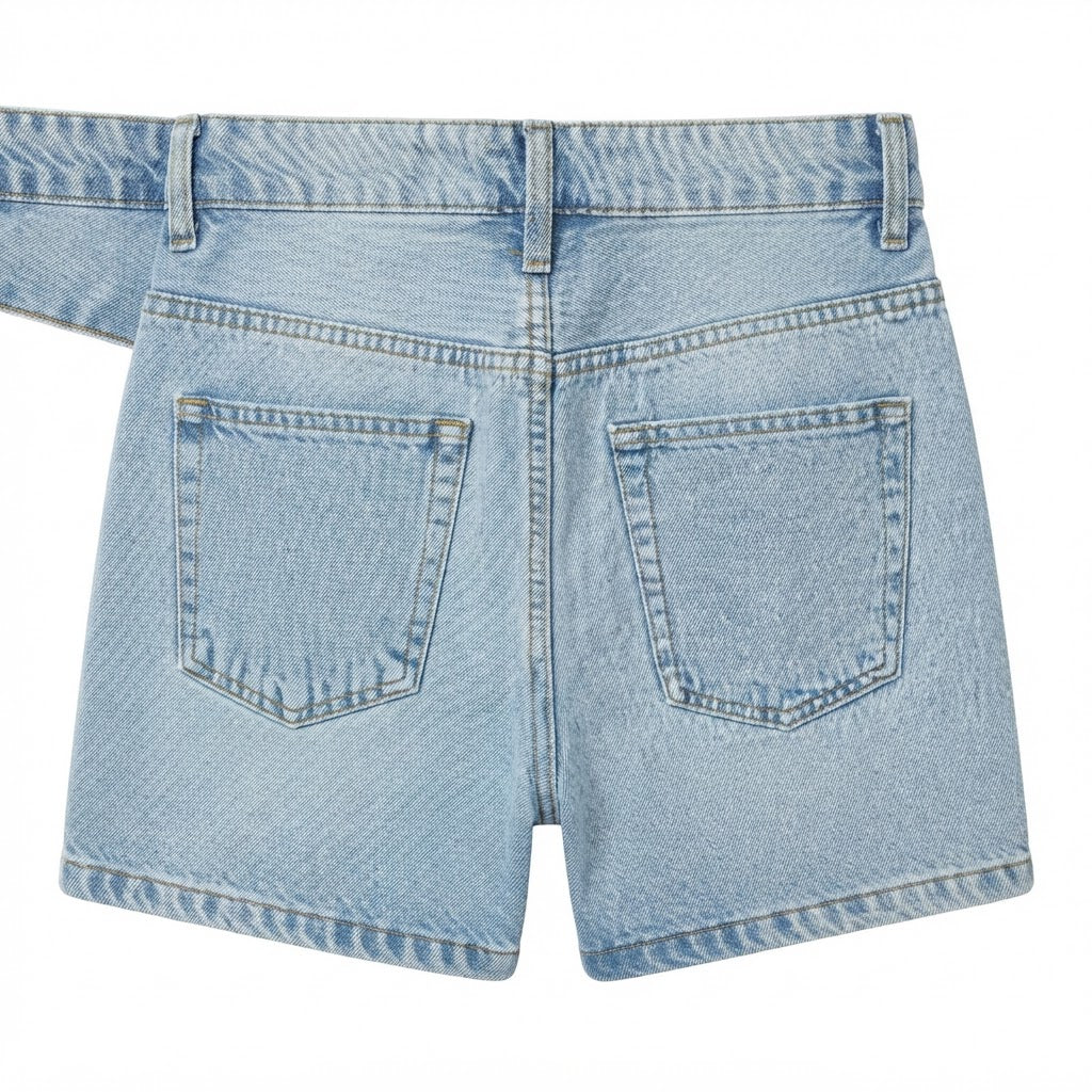 Women's Light Wash High-Waisted Raw Hem Denim Shorts