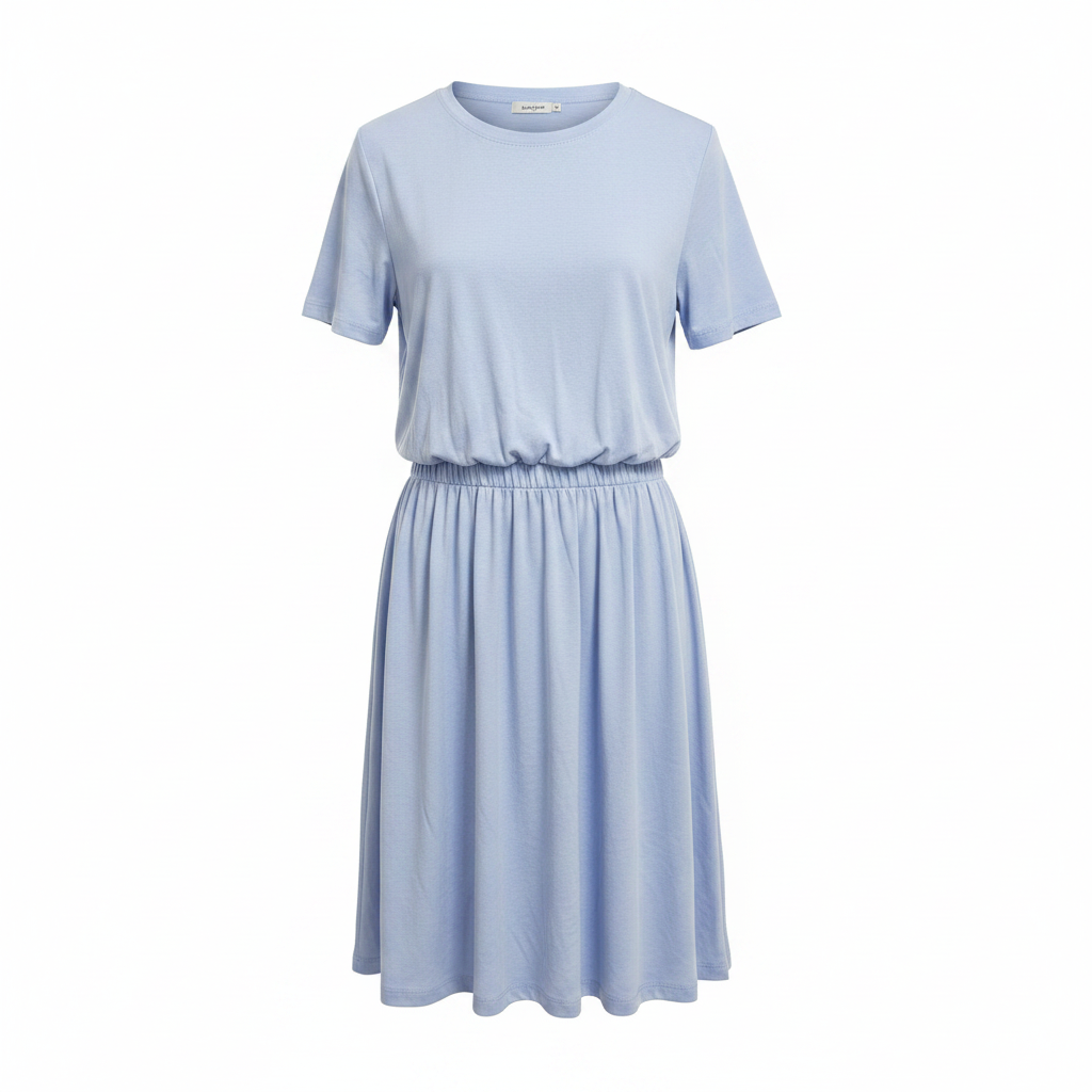 Esmara Women's Light Blue Short Sleeve Elastic Waist Dress