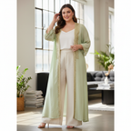 LNA AZEEM Women's Mint Green Sequin Embroidered Long Kimono