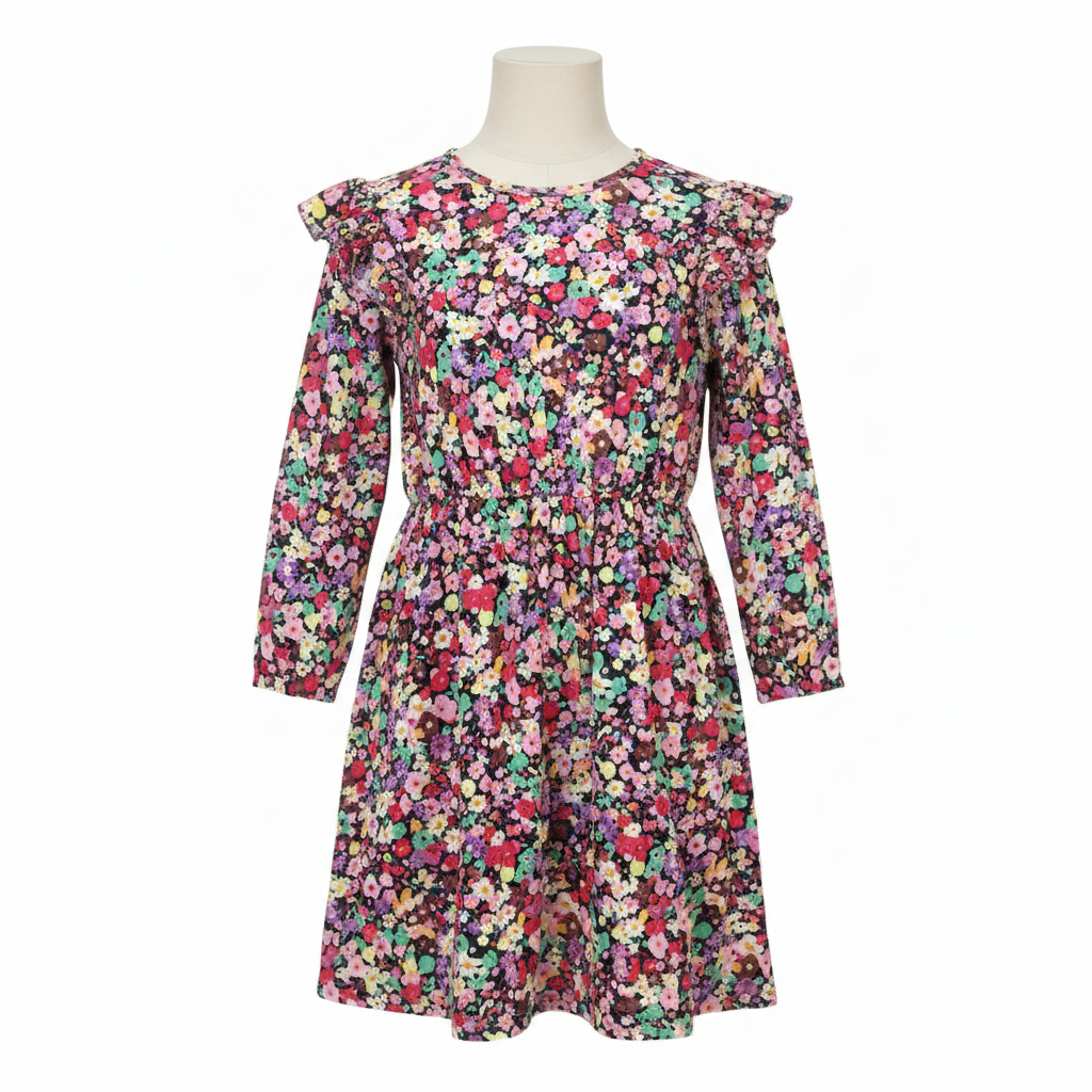 Leigh Tucker Willow Girls Floral Ruffle Dress Size 7-8Y