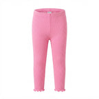 SHEIN Pink Ribbed Lettuce Hem Leggings - SHEIN 12-18M