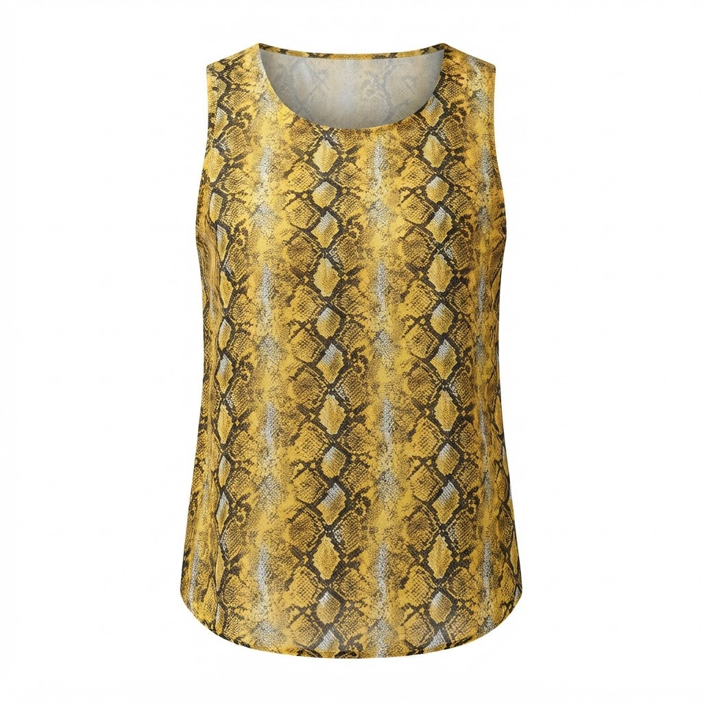 DOROTHY PERKINS Women's Yellow Snakeskin Print Sleeveless Ta