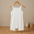 SHEIN White Ribbed Spaghetti Strap Baby Short Romper