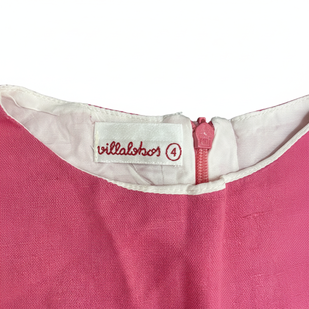 villalobos Kids Pink and Striped Sleeveless Fit-and-Flare Dr