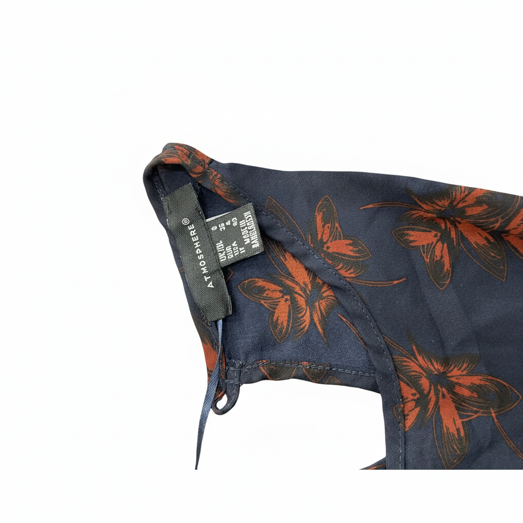 Atmosphere Women's Navy & Orange Floral 3/4 Sleeve Blouse