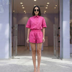 SHEIN Hot Pink Relaxed Shirt and Shorts Co-ord Set