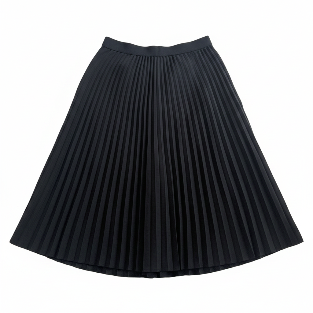 SHEIN Women's Black Pleated Midi Skirt with Elasticated Wais