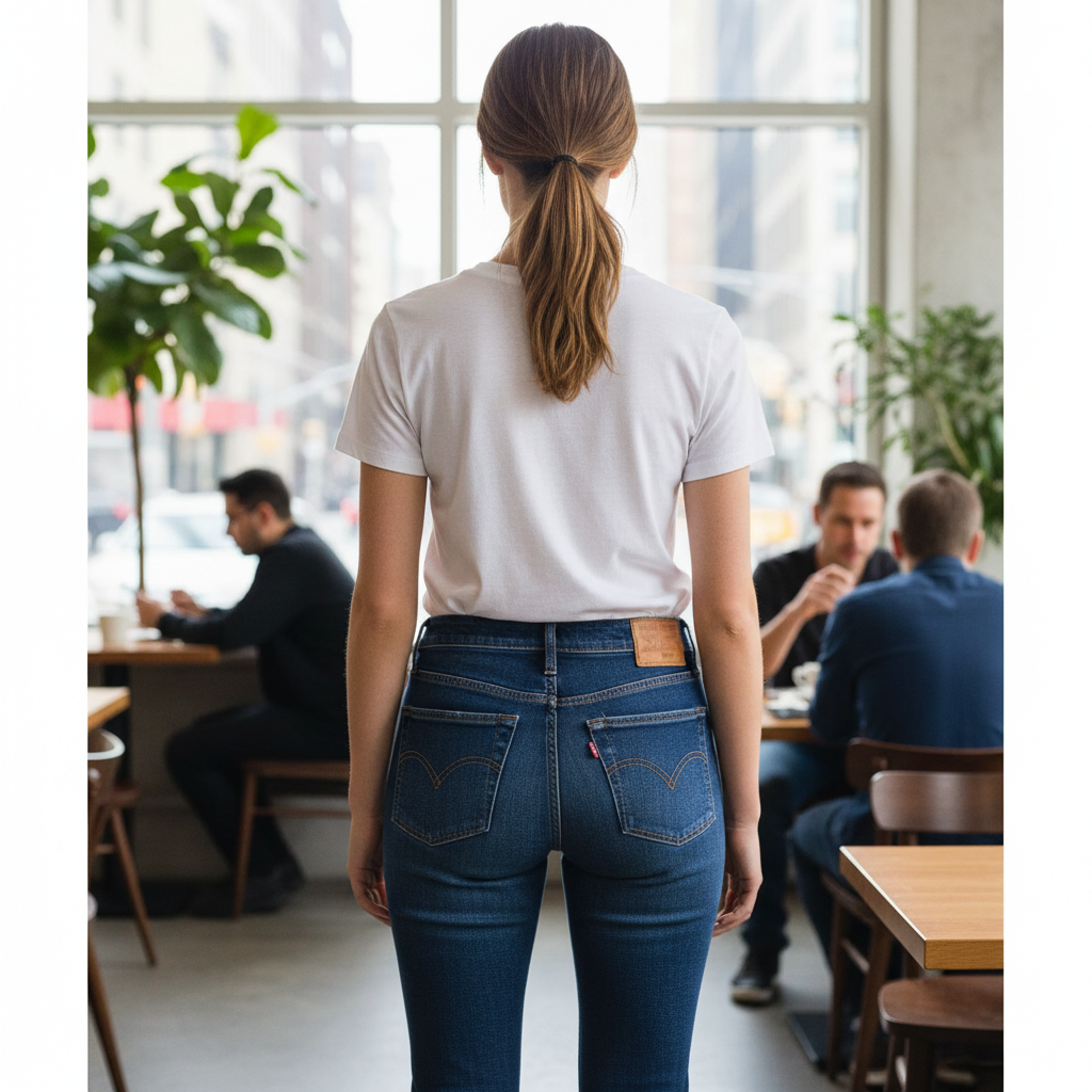 Women's Mid-Wash Straight-Leg Blue Denim Jeans