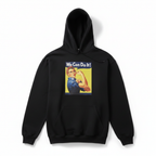 Black Rosie the Riveter We Can Do It Graphic Hoodie