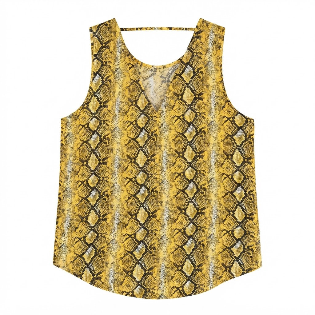 DOROTHY PERKINS Women's Yellow Snakeskin Print Sleeveless Ta