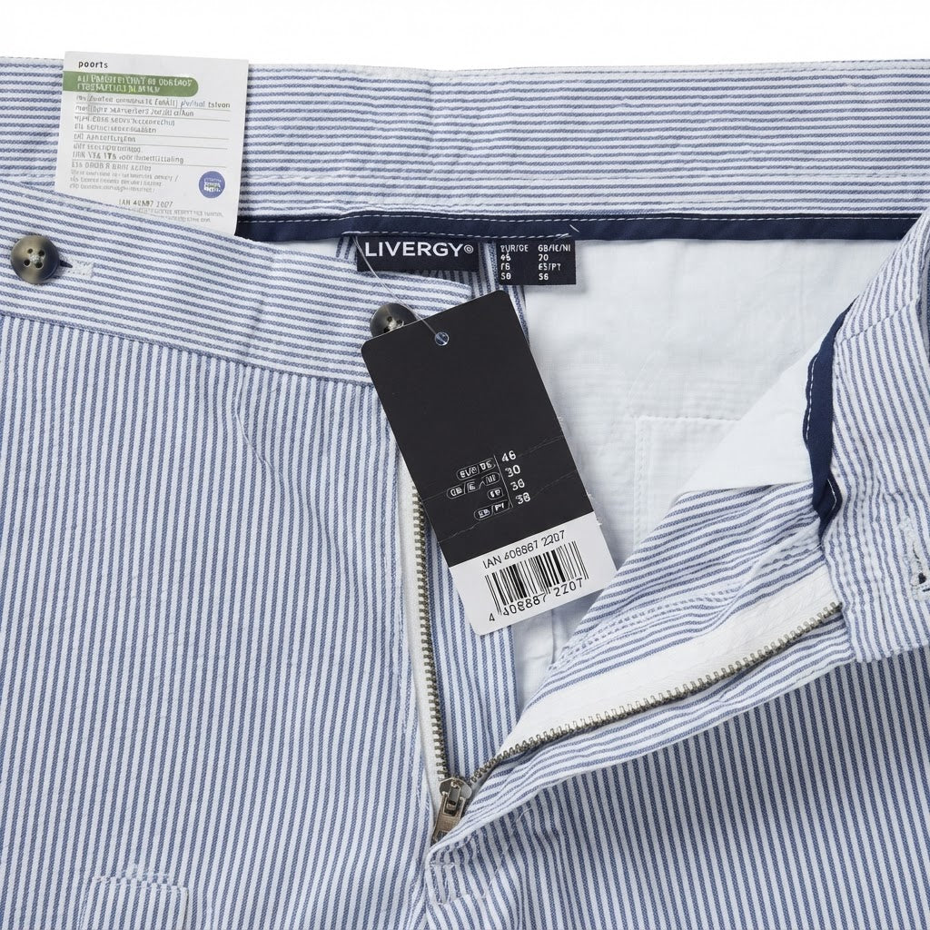 LIVERGY Men's Blue and blue Striped Tailored Shorts