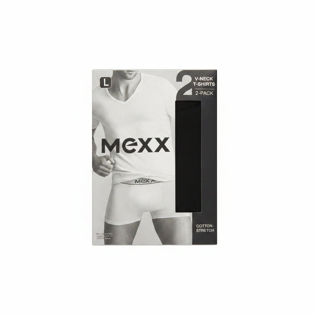 Mexx Men's Black V-Neck Cotton T-Shirt - Size Large