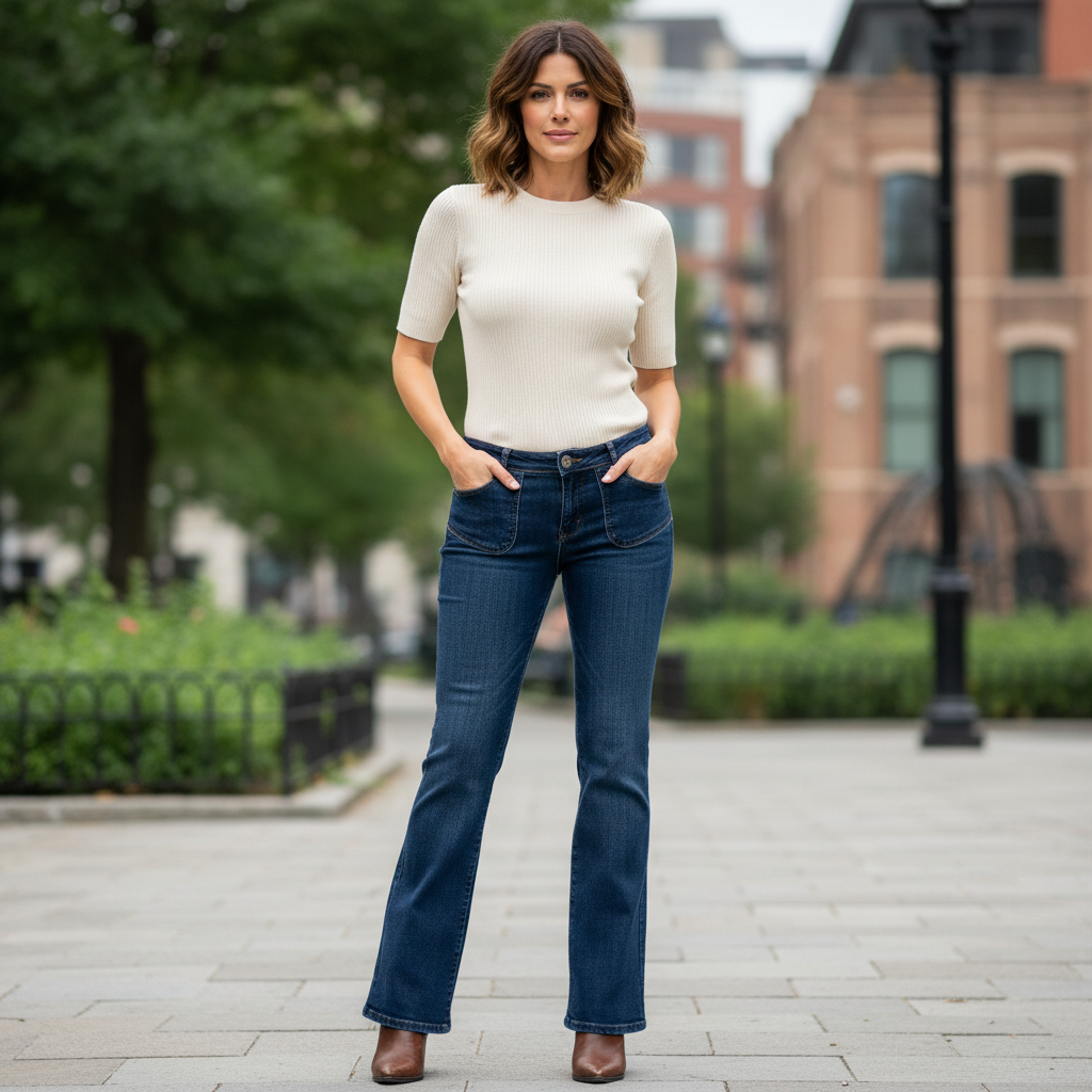 Max Women's Dark Blue Flare Leg Denim Jeans