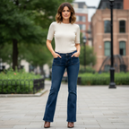 Max Women's Dark Blue Flare Leg Denim Jeans