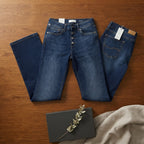 QS Deep Indigo Flared Jeans with Exposed Button Fly