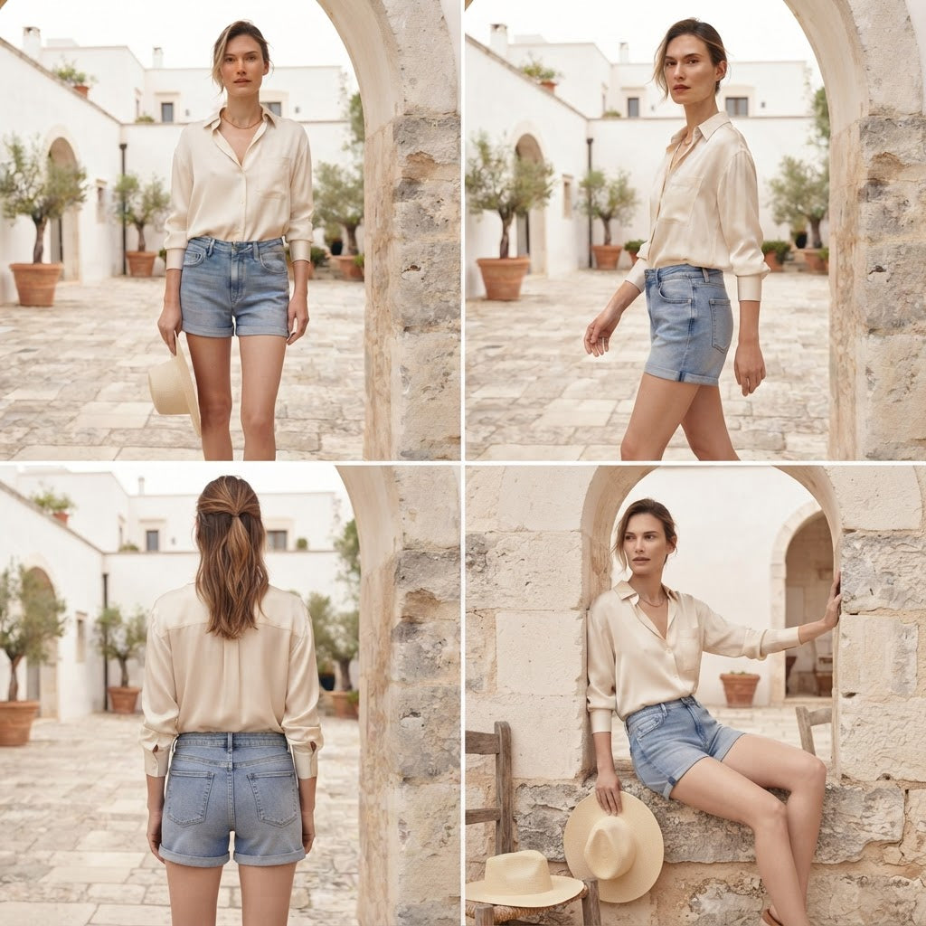 Light Wash Blue Cuffed Mid-Rise Denim Shorts