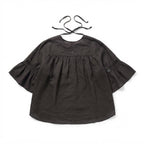 Women's Black Bohemian Linen Blouse with Crochet Lace