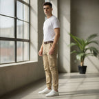 NICENICENIC Khaki Cargo Jogger Trousers with Bellowed Pocket