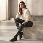 [WearU Generated:campaign_2] esmara Black Knit Fair Isle Snowflake Relaxed Straight Leggings – detail view