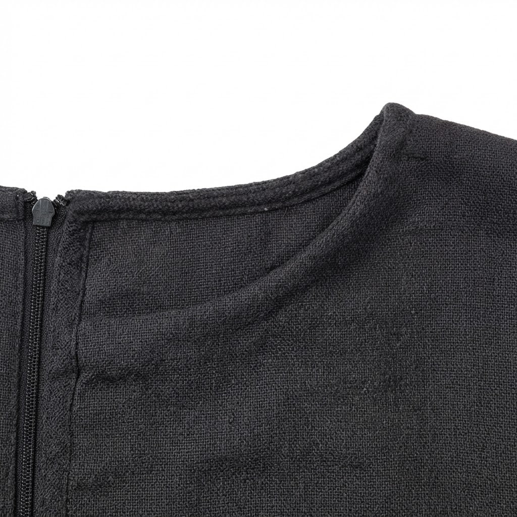 Women's Charcoal Short-Sleeved Textured Woven Top