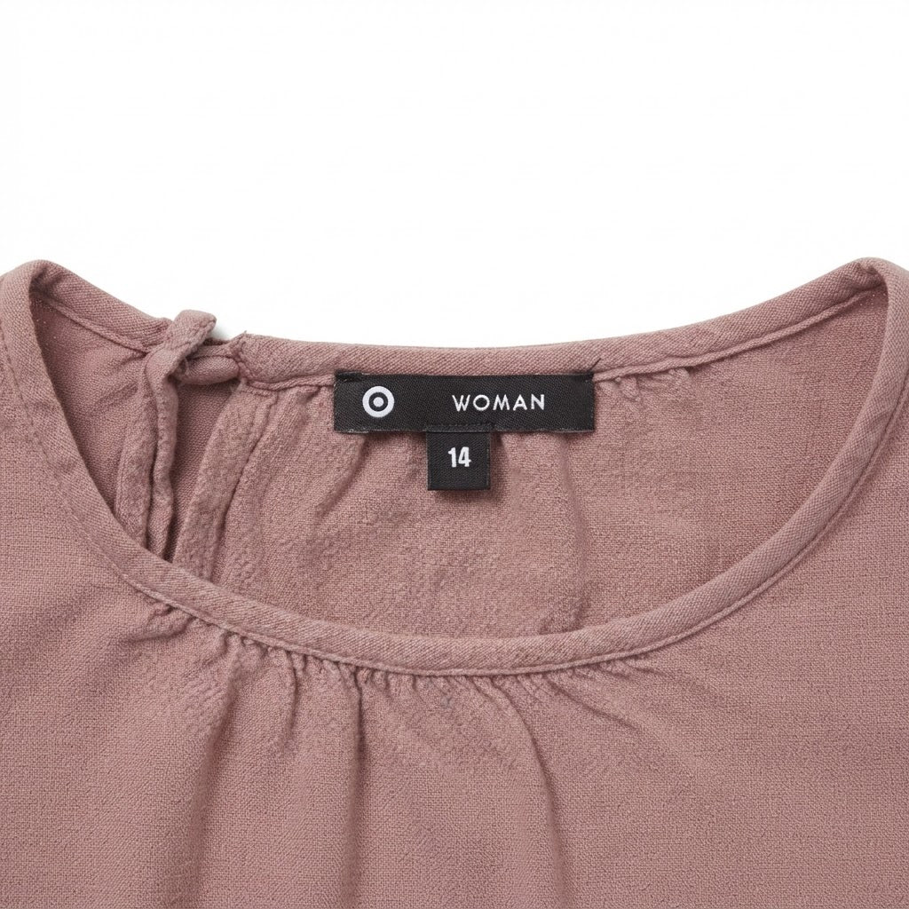 Women's Dusty Pink Relaxed-Fit Gathered Neckline Blouse