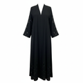 Elegant Black Sequin Embroidered Long Open Abaya