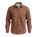 Women's Brown Abstract Dash Pattern Long Sleeve Shirt