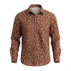 Women's Brown Abstract Dash Pattern Long Sleeve Shirt